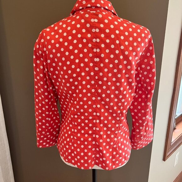 Talbots Linen Orange & White Polka Dot Blazer, Size 10 - Picture 4 of 6
